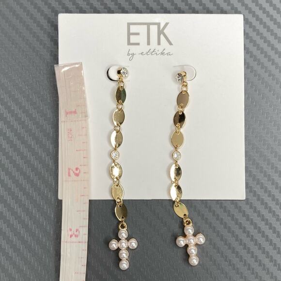 ettika Revolve Cross Linear Drop Earrings - Picture 3 of 3